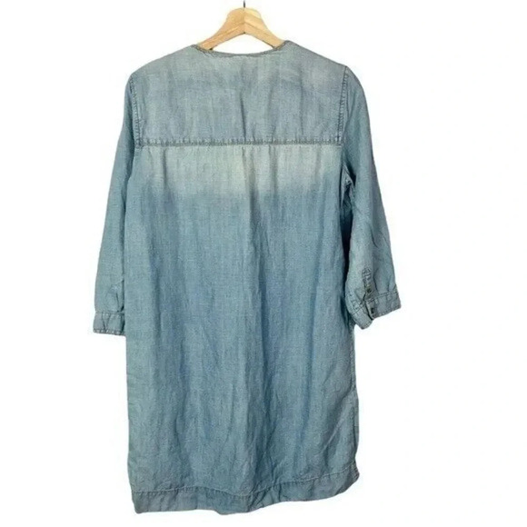 Armani Exchange Denim Chambray Blue Long Sleeve Mini Dress 10 - Picture 2 of 5